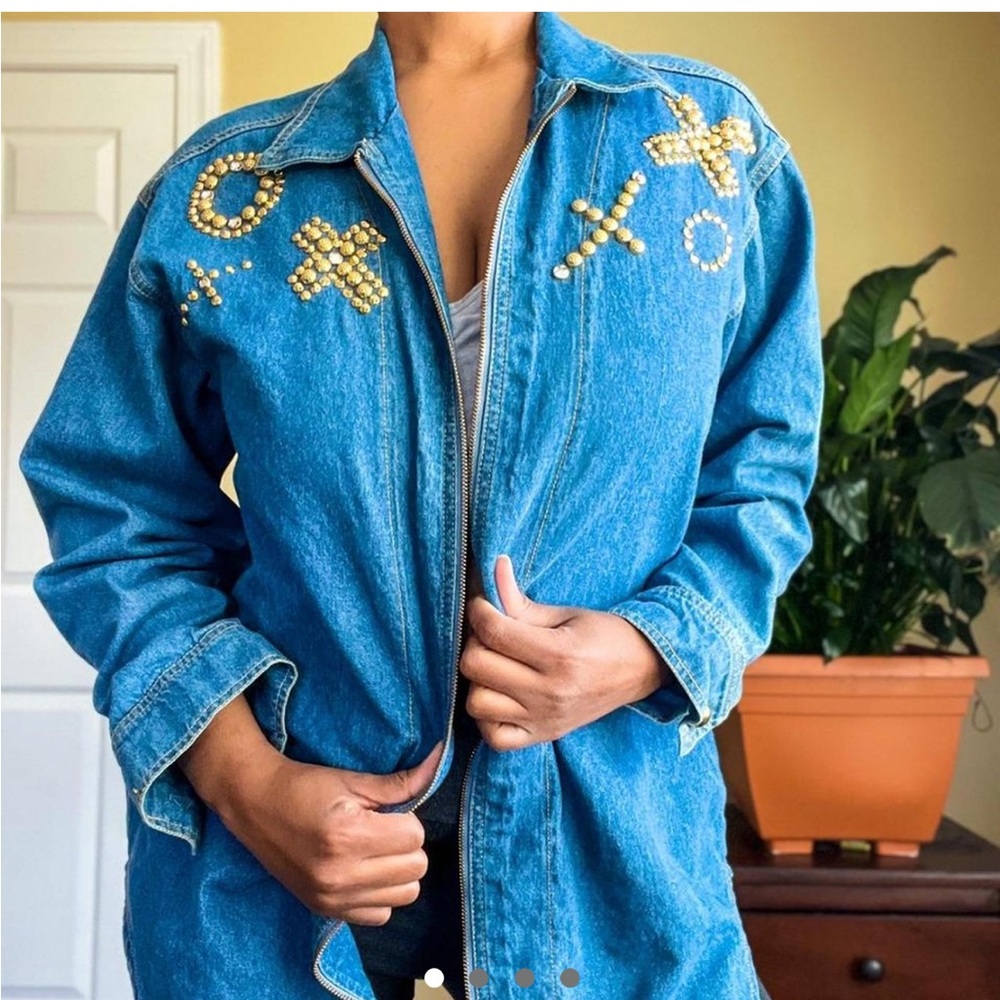 Vintage 90s Jean Jacket w/ gold embellishments